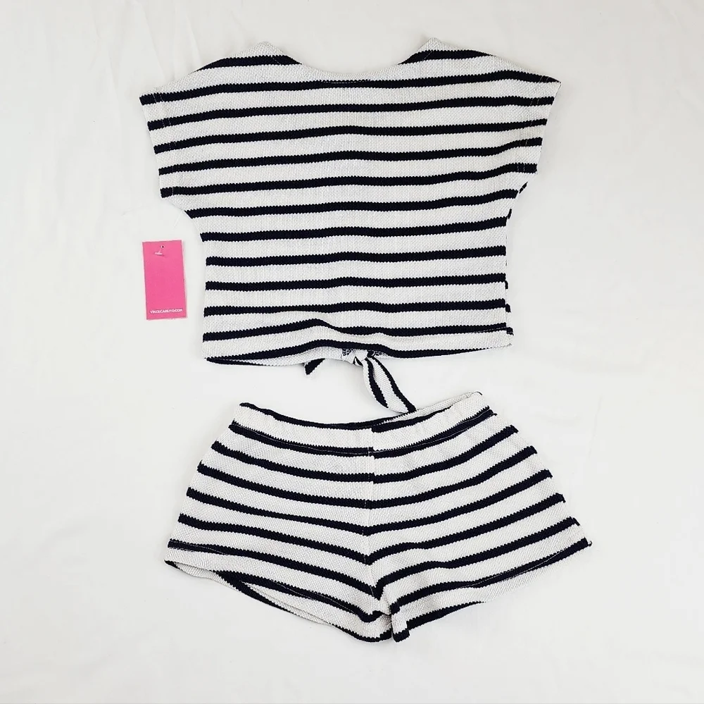 Vince Camuto Navy and White Striped Knit Set